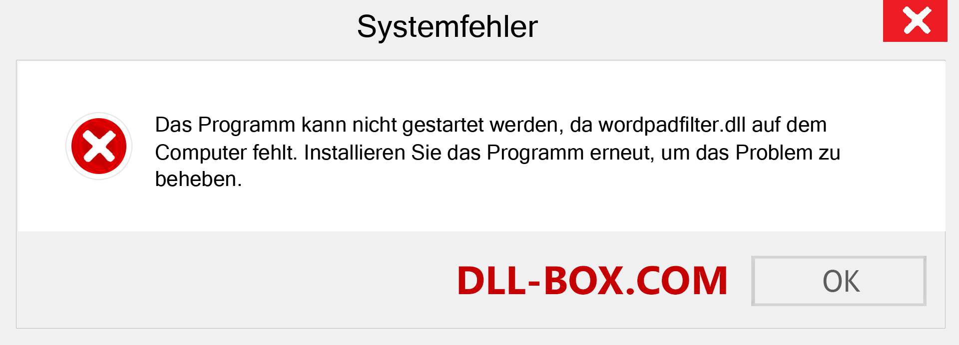 wordpadfilter.dll-Datei fehlt?. Download für Windows 7, 8, 10 - Fix wordpadfilter dll Missing Error unter Windows, Fotos, Bildern