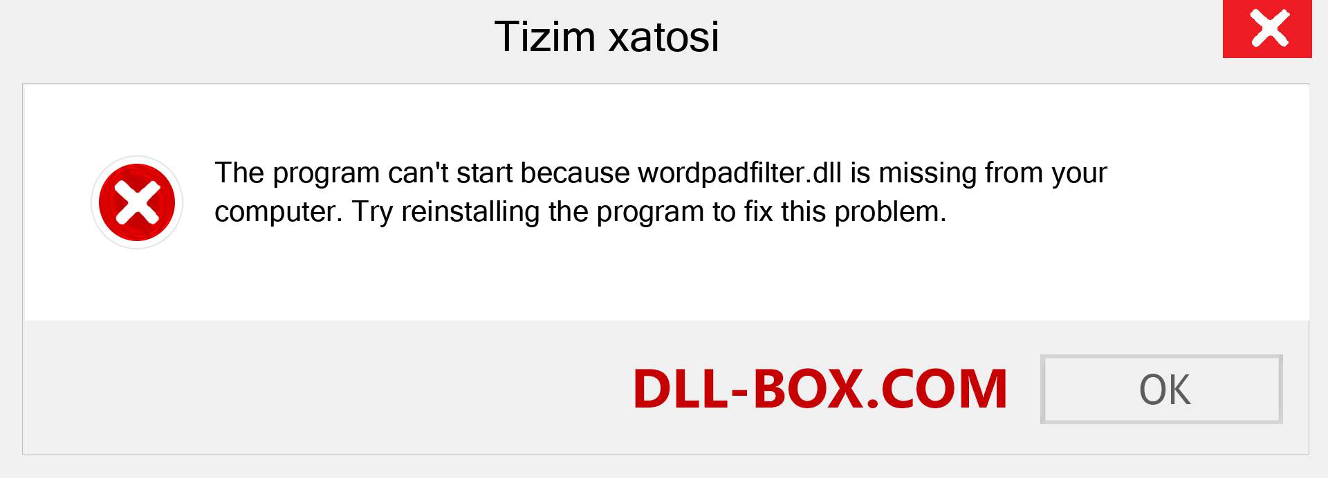 wordpadfilter.dll fayli yo'qolganmi?. Windows 7, 8, 10 uchun yuklab olish - Windowsda wordpadfilter dll etishmayotgan xatoni tuzating, rasmlar, rasmlar